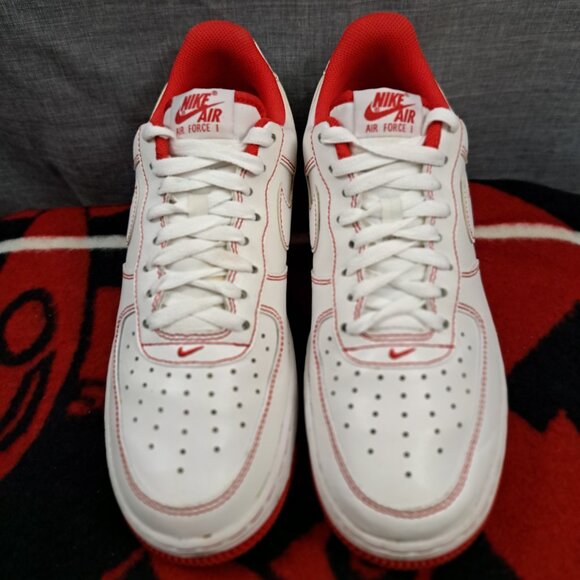 %Nike Air Force 1 Low \'07 White University Red CV1724-100 Men’s Sz 8.5 / A 27
